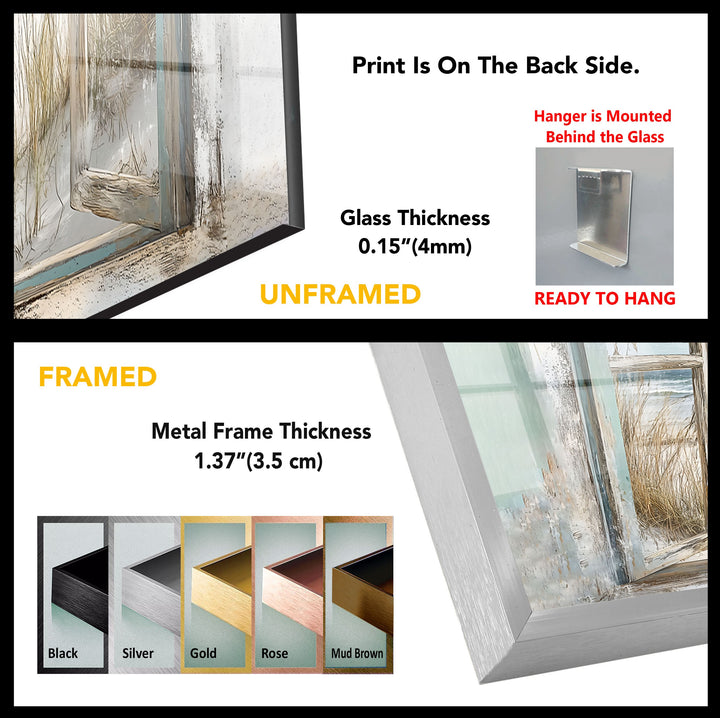 Seaside Freedom – Vintage Window View Glass Wall Art