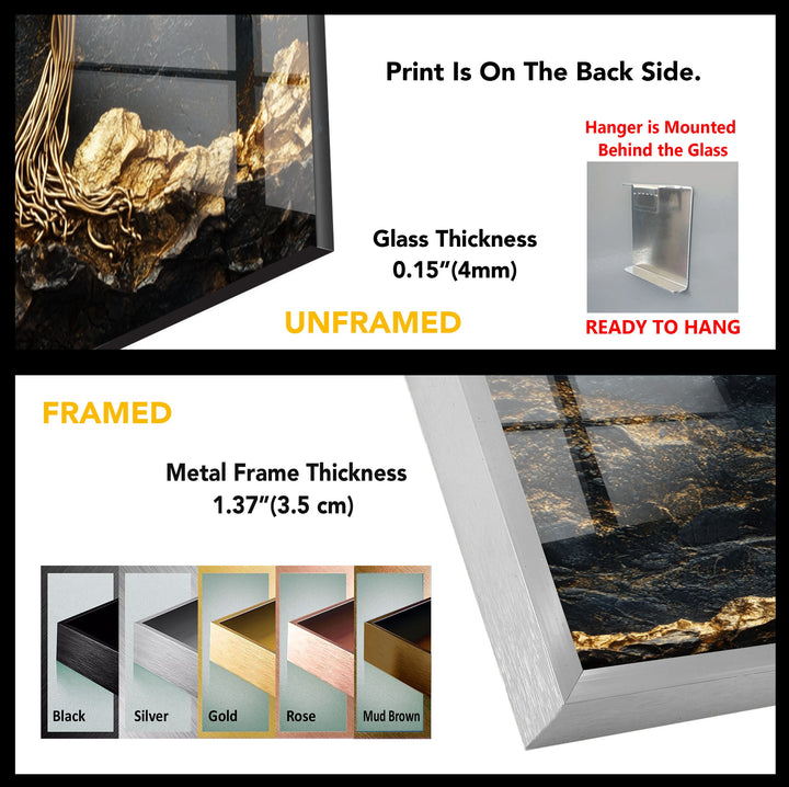 Golden Roots Tree – Strukturierte Luxus-Wandkunst aus Glas