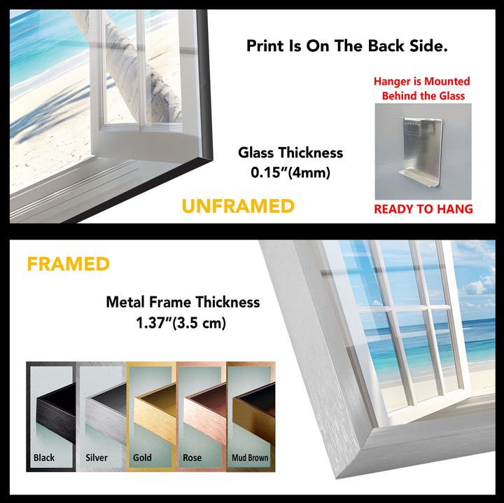 Tropical Escape – Palm Tree Ocean View Glass Wall Art