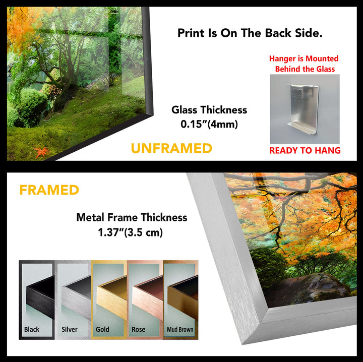 Golden Canopy Elegance – Japanische Ahorn-Glaswandkunst