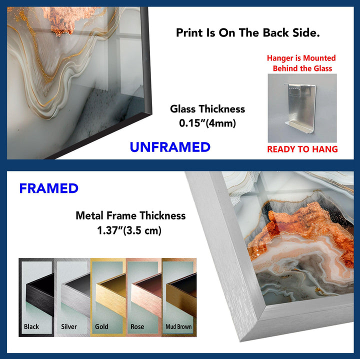 Orange Marble Veins Glass Wall Art
