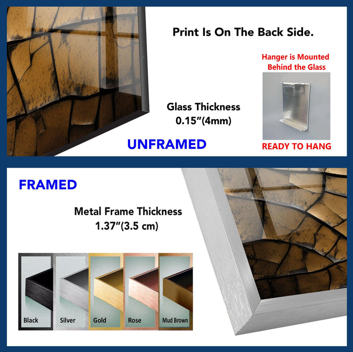 Brown Cracked Abstract Glass Wall Art