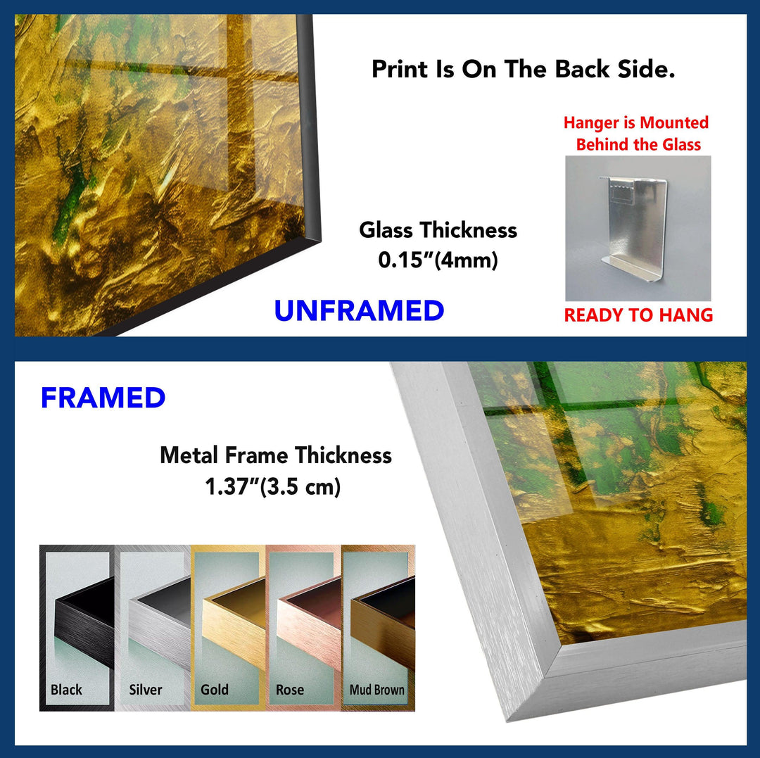 Yellow with Green Grunge tempered Glass Wall Art