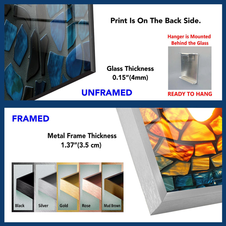 Mosaic Orange & Blue Glass Wall Art
