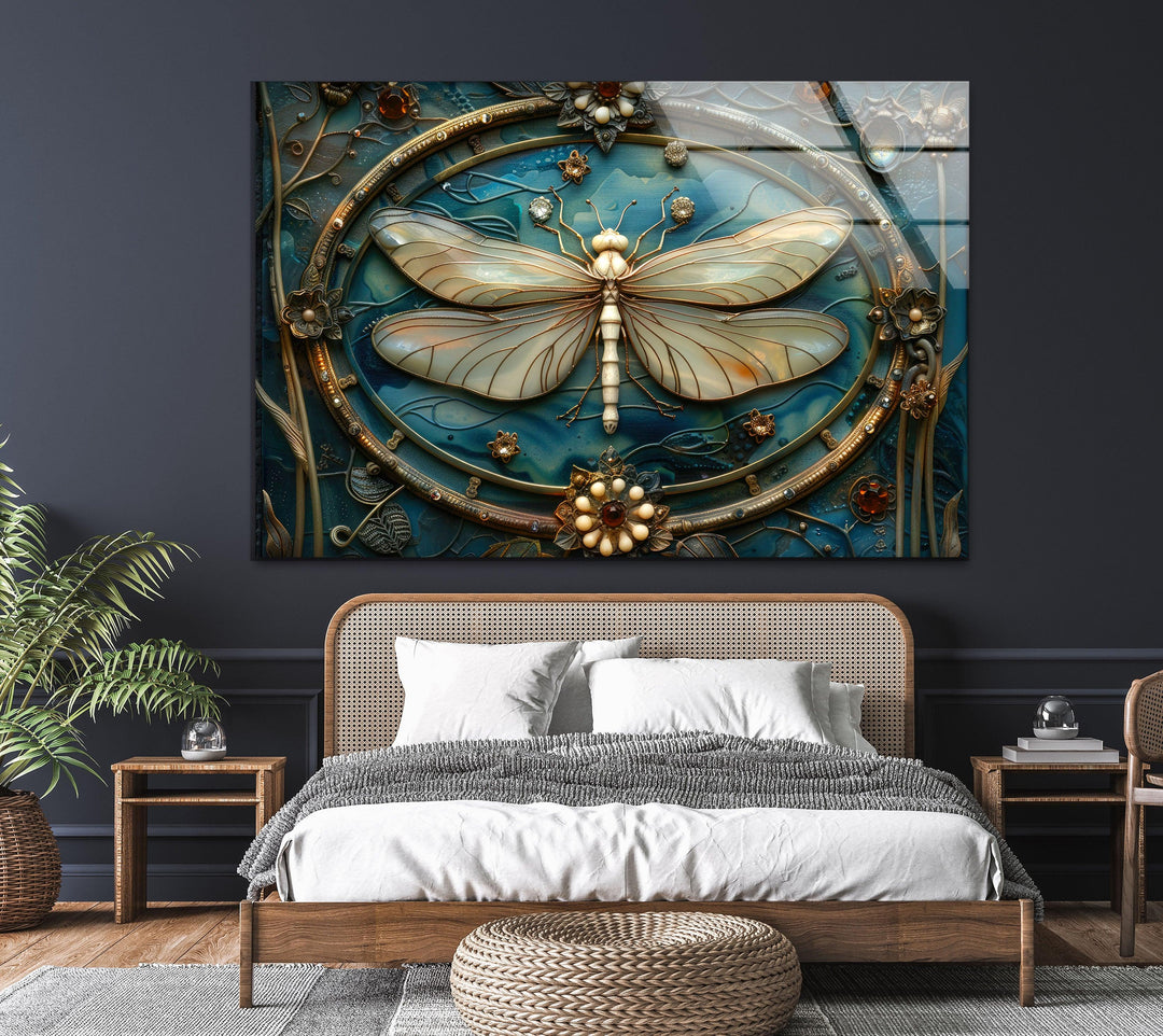 Vintage Dragonfly Glass Wall Art large glass photo prints, glass wall photos