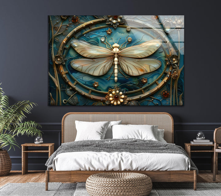 Vintage Dragonfly Glass Wall Art large glass photo prints, glass wall photos