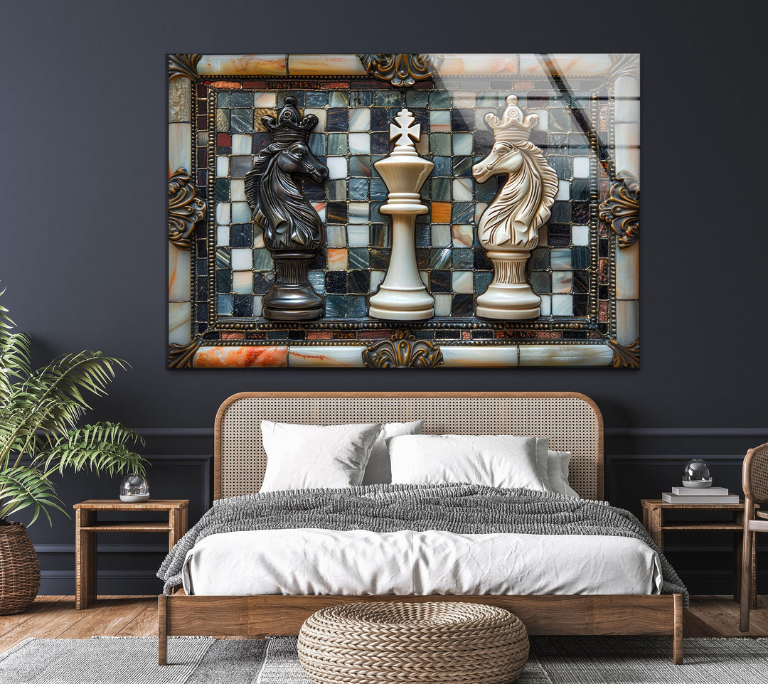 Schach-Wandkunst aus Glas