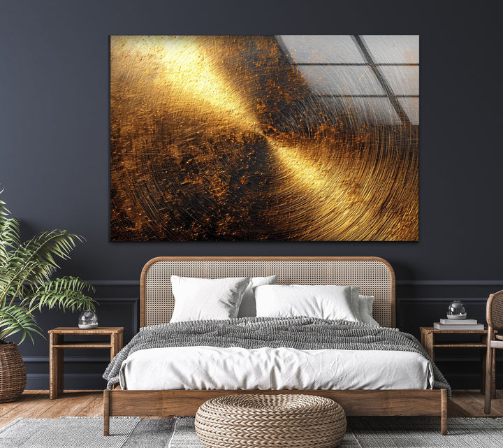Gold Wall Texture with Scratches Glass printing Wall Art
