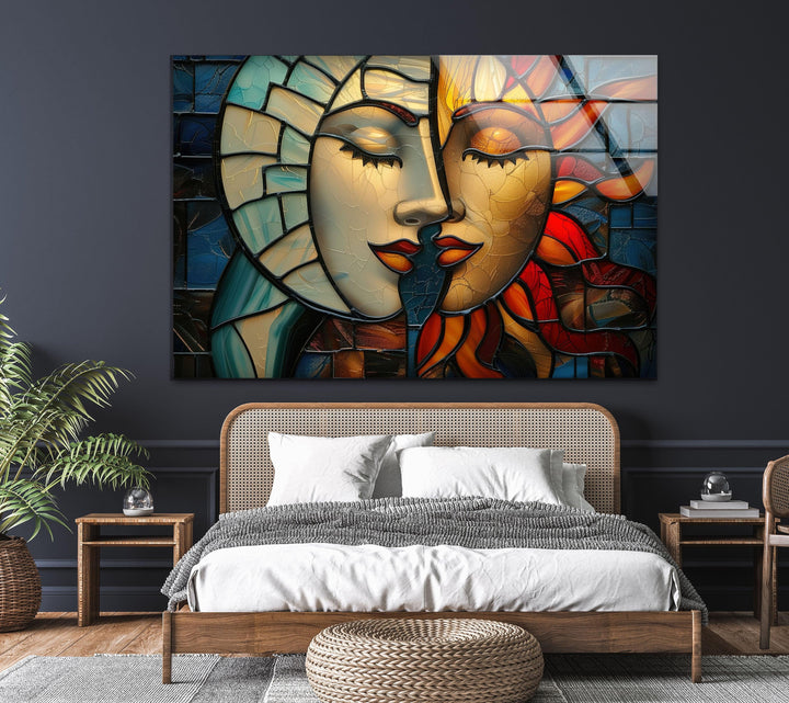 Zwei Gemälde Frau Glas Wandkunst