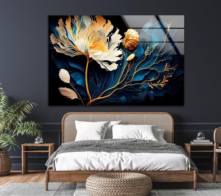 Botanical Flower Alcohol Ink Glass Wall Art, glass image printing, glass prints from photos