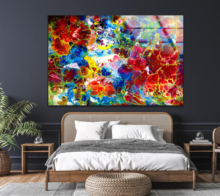 Red Alcohol ink Arts Glass Wall Art, glass pictures for Wall, glass prints wall art