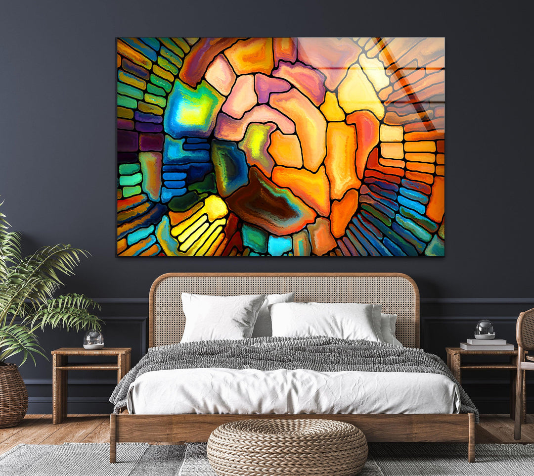 Colored Stained Art Glass Wall Art picture on glass wall art, photos printed on glass