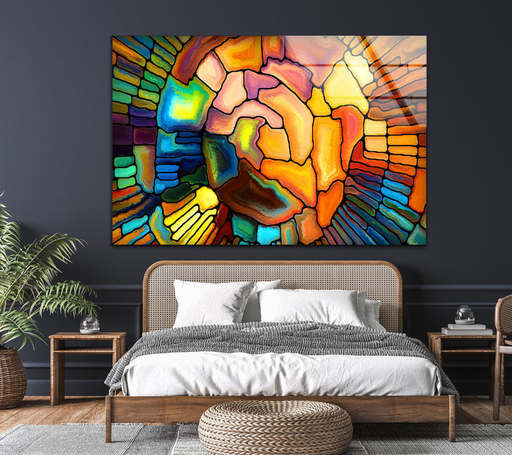 Colored Stained Art Glass Wall Art picture on glass wall art, photos printed on glass