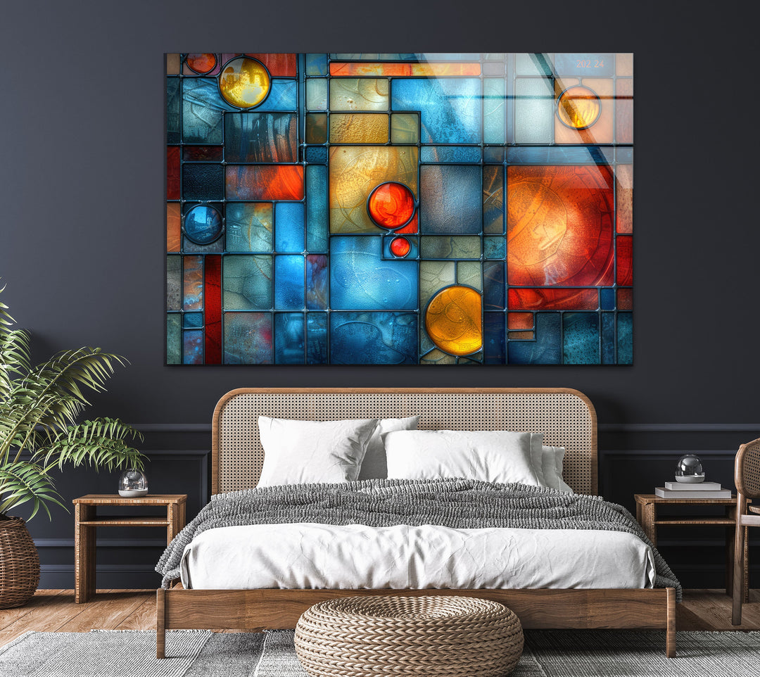 Colorful Stained Circle Glass Wall Art glass art painting, glass art for the Wall