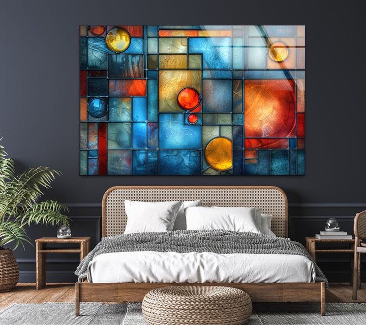 Colorful Stained Circle Glass Wall Art glass art painting, glass art for the Wall