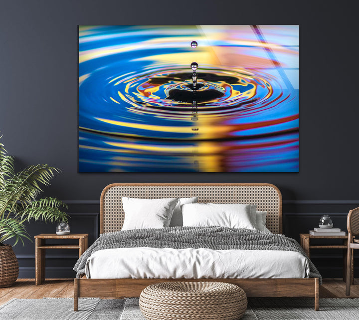 Tranquil water ripple glass print, bringing a sense of calm and movement to any space.
