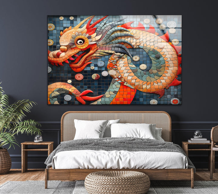 Chinese Dragon Glass Wall Art custom glass pictures, glass art prints