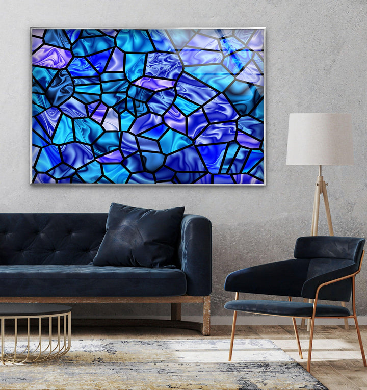 Stained Shiny Blue Glass Wall Art glass image printing, glass prints from photos