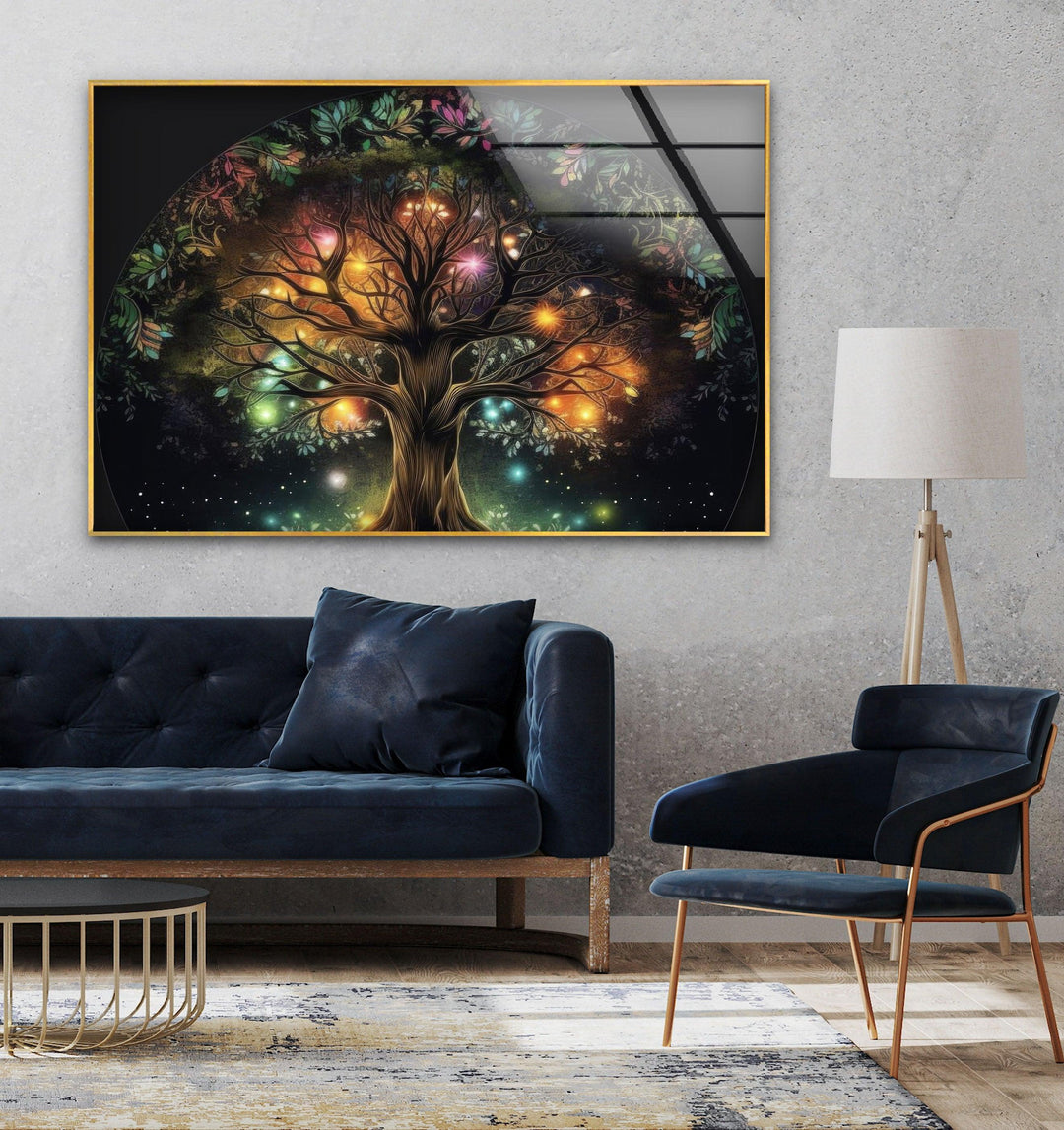 Glowing Life of Tree Glass Wall Art, glass pictures for Wall, glass prints wall art