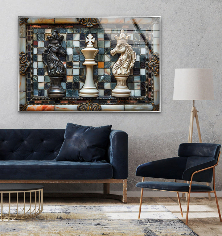 Schach-Wandkunst aus Glas