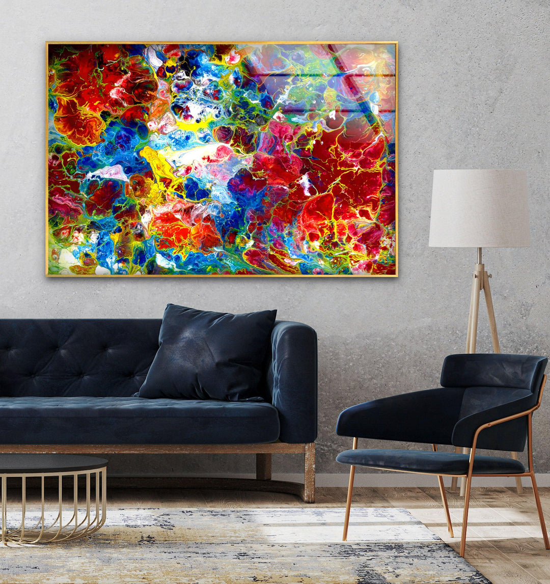 Red Alcohol ink Arts Glass Wall Art, custom glass pictures, glass art prints