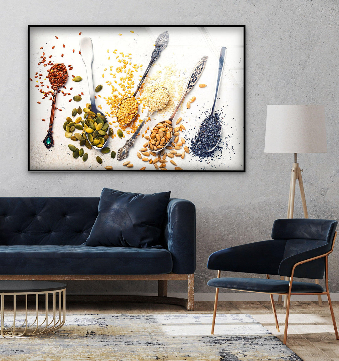 Spoons with Spices Glass Wall Art, art glass wall art, glass wall art pictures