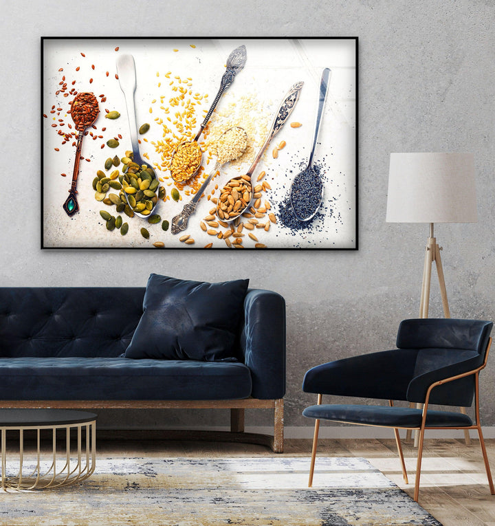 Spoons with Spices Glass Wall Art, art glass wall art, glass wall art pictures