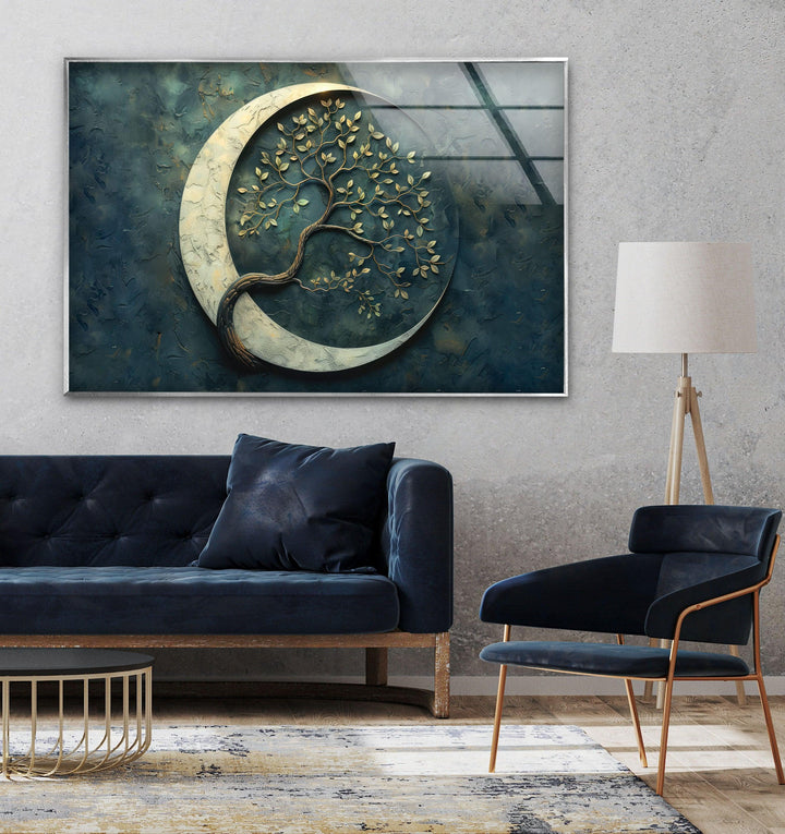 The perfect blend of celestial beauty and organic charm in a breathtaking moon and tree design.