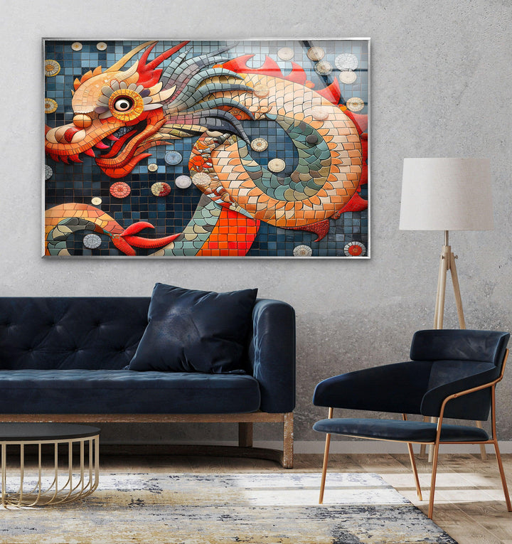 Chinese Dragon Glass Wall Art glass pictures for Wall, glass prints wall art