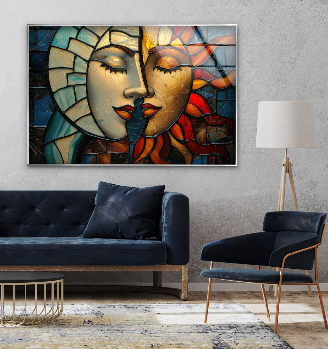 Zwei Gemälde Frau Glas Wandkunst