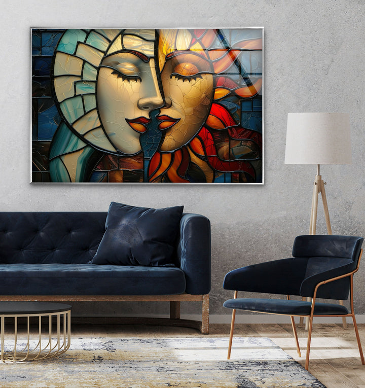 Zwei Gemälde Frau Glas Wandkunst