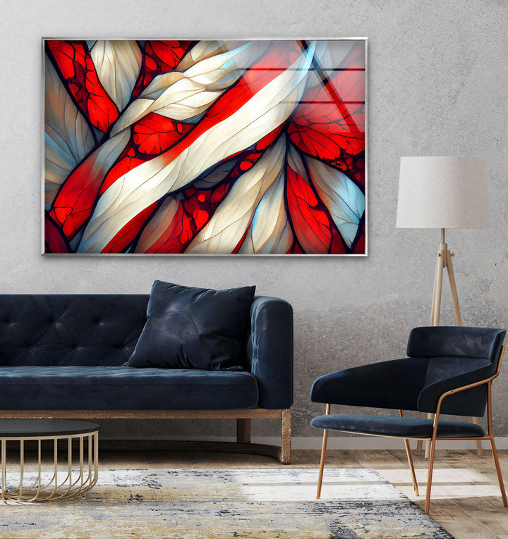 Stained Red Wave Glass Wall Art, Glass Printing Wall Art, Print photos on glass