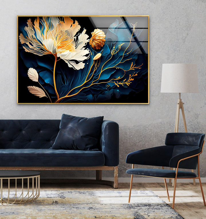 Botanical Flower Alcohol Ink Glass Wall Art, glass photo prints, glass picture prints