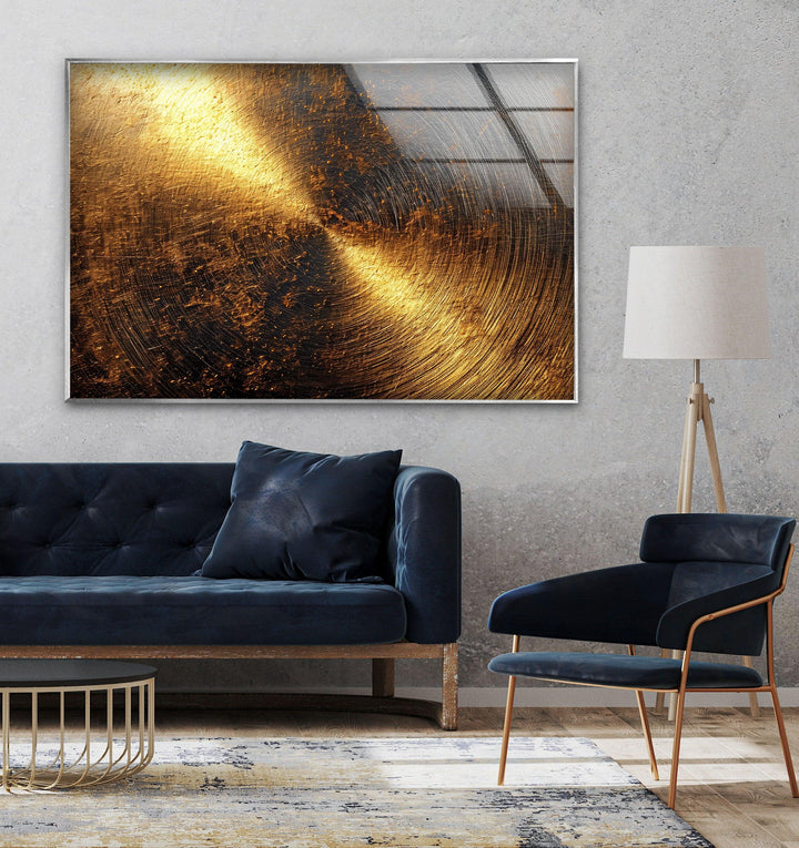 Gold Wall Texture with Scratches Glass Wall Art