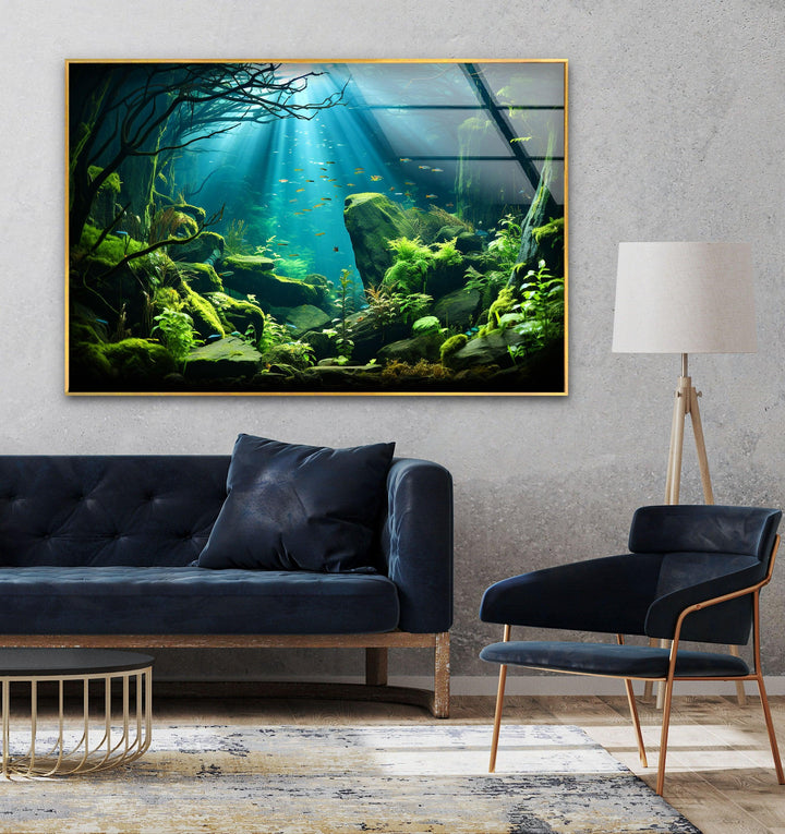Serene and captivating underwater jungle scene, perfect for your home decor.
