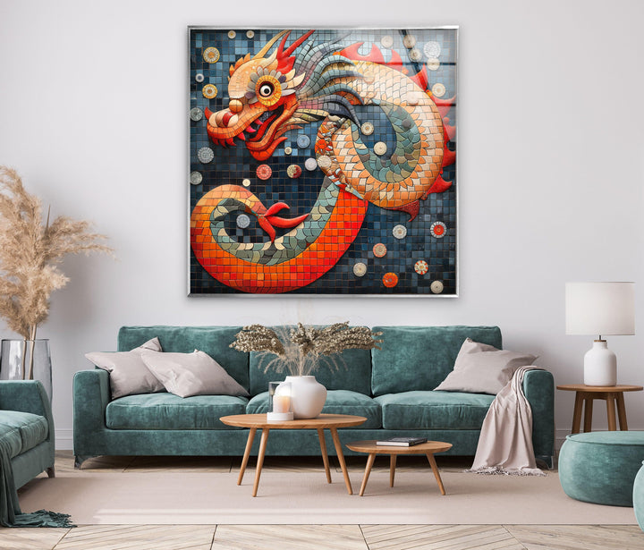 Chinese Dragon Glass Wall Art glass image printing, glass prints from photos