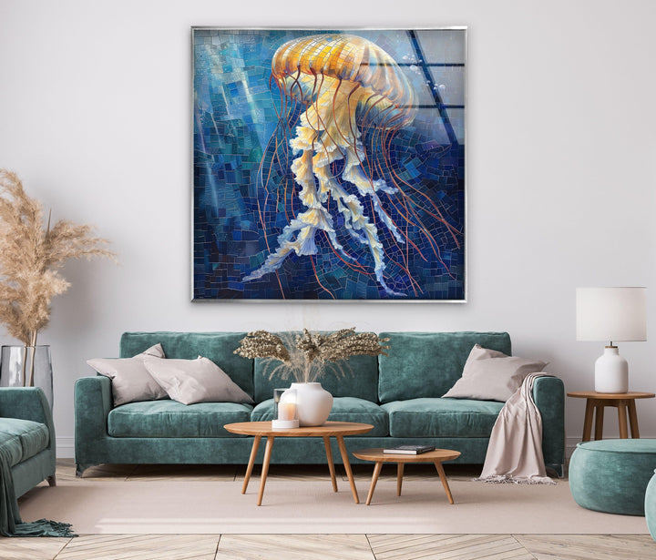 Mosaic Jellyfish Glass Wall Art art glass wall art, glass wall art pictures