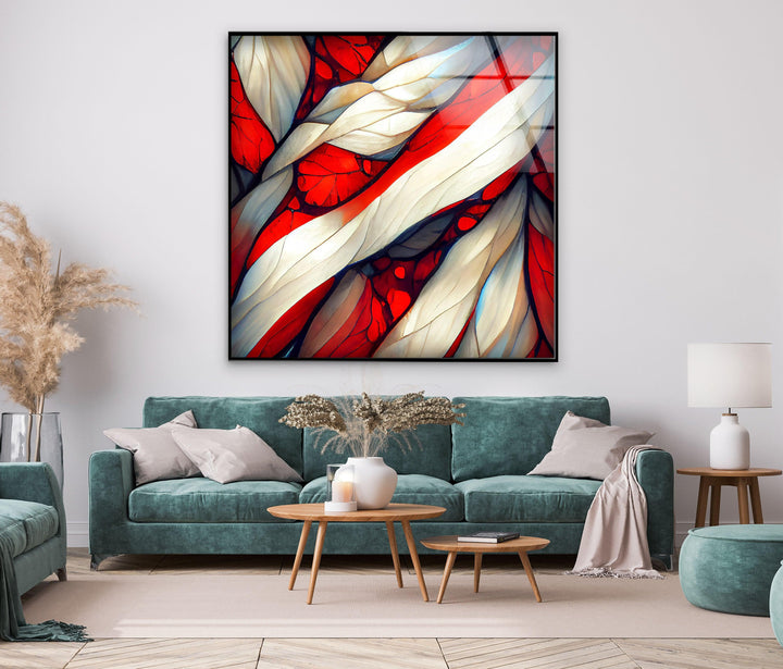 Stained Red Wave Glass Wall Art, glass photo prints, glass picture prints