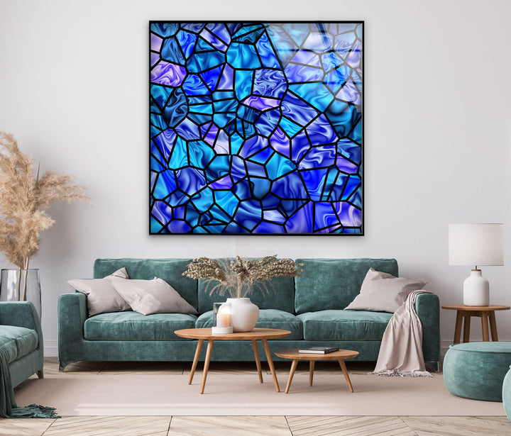 Stained Shiny Blue Glass Wall Art glass art painting, glass art for the Wall
