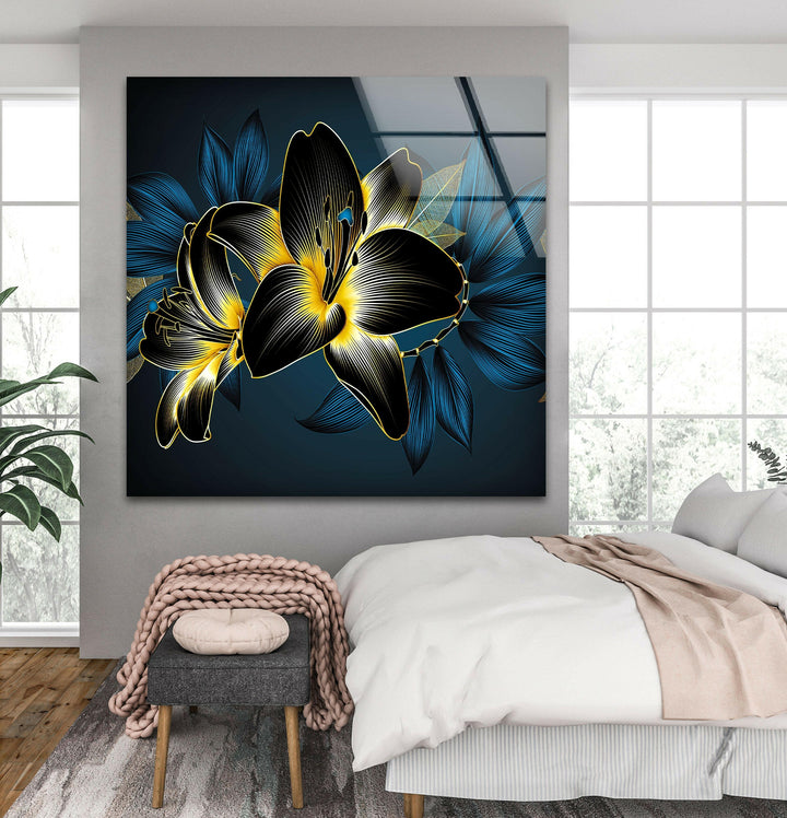 Vintage Luxury Floral Glass Wall Art, Glass Printing Wall Art, Print photos on glass