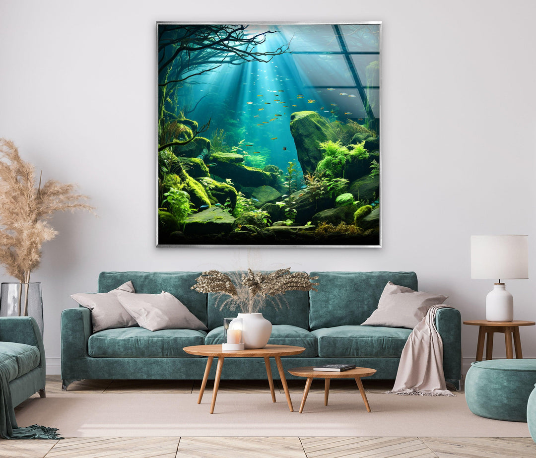 A stunning depiction of an underwater world, full of life and vibrant greenery.
