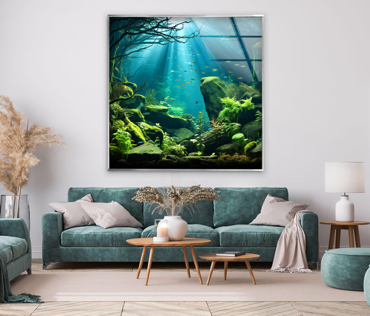 A stunning depiction of an underwater world, full of life and vibrant greenery.

