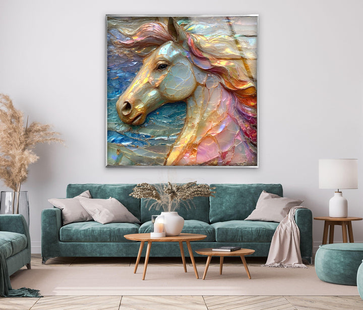 Shiny Unicorn Glass Wall Art Glass Printing Wall Art, Print photos on glass
