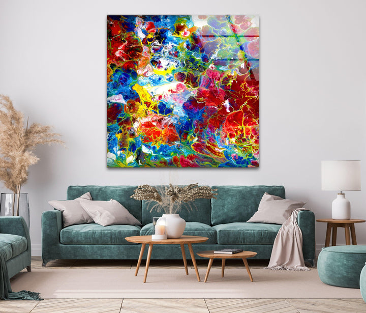 Red Alcohol ink Arts Glass Wall Art, large glass photo prints, glass wall photos