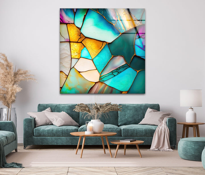 Cracked Stained Glass Wall Art print on glass, glass printed photos