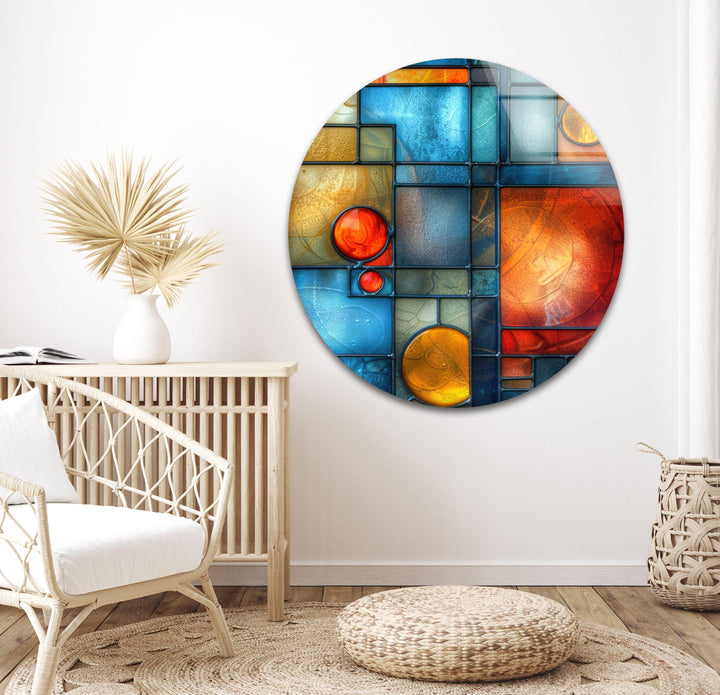 Colorful Stained Circle Glass Wall Art picture on glass wall art, photos printed on glass