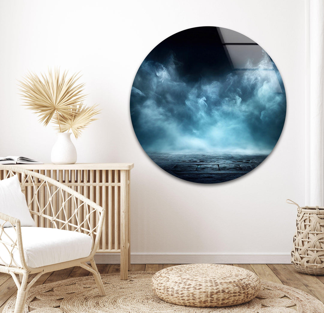 Enigmatic fog-covered landscape, creating a moody and stylish home decor accent.
