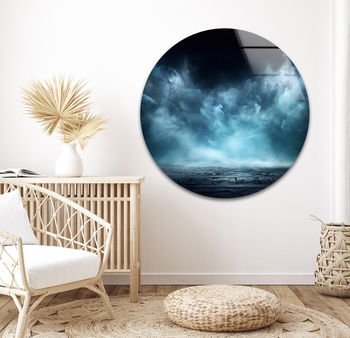 Enigmatic fog-covered landscape, creating a moody and stylish home decor accent.
