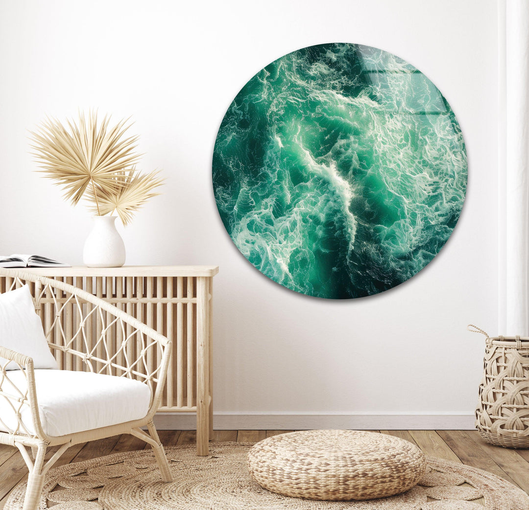 High-definition glass wall decor showcasing mesmerizing sea currents.
