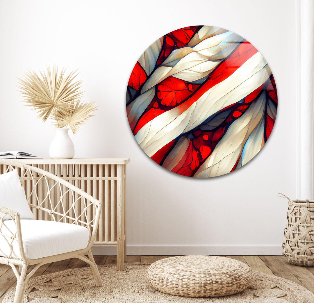 Stained Red Wave Glass Wall Art, art glass wall art, glass wall art pictures